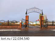 Стадион в городе Усмань Липецкой области. Россия (2015 год). Стоковое фото, фотограф Сергей Лаврентьев / Фотобанк Лори