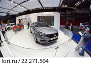 Lada Vesta на выставке Auto Show Челябинск - 2015. Редакционное фото, фотограф Татьяна Сапожникова / Фотобанк Лори