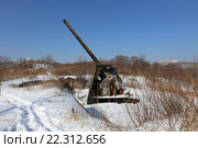 Береговая артустановка МО-1-180 батареи № 982 на острове Русский, Приморье (2016 год). Стоковое фото, фотограф Алексей Гусев / Фотобанк Лори