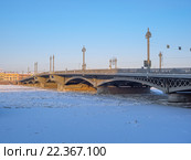 Санкт-Петербург зимой. Благовещенский мост (2016 год). Редакционное фото, фотограф Горшков Игорь / Фотобанк Лори