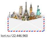 illustration of an envelope full of famous monument. Стоковое фото, фотограф sebastien decoret / PantherMedia / Фотобанк Лори
