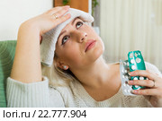 Sad woman with huge migraine. Стоковое фото, фотограф Яков Филимонов / Фотобанк Лори