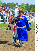 Buryat Mongolian man with white horse (2010 год). Редакционное фото, фотограф Александр Подшивалов / Фотобанк Лори