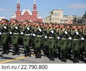 Парадный расчет военного университета Министерства Обороны Российской Федерации на параде в День Победы, Москва, 2016. Редакционное фото, фотограф Алексей Гусев / Фотобанк Лори