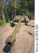 Башенная артиллерийская установка АФДС на базе башни танка ИС-4 . Выставочный комплекс "Сестрорецкий рубеж" (2016 год). Редакционное фото, фотограф Виктор Карасев / Фотобанк Лори