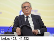 Председатель Европейской комиссии Жан-Клод Юнкер (Jean-Claude Juncker) на Петербургском международном экономическом форуме ПМЭФ-2016. Редакционное фото, фотограф Игорь Долгов / Фотобанк Лори