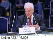 Владимир Чижов - российский дипломат, постоянный представитель России при Европейском союзе на Петербургском международном экономическом форуме ПМЭФ-2016. Редакционное фото, фотограф Игорь Долгов / Фотобанк Лори