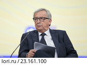 Председатель Европейской комиссии Жан-Клод Юнкер (Jean-Claude Juncker) на Петербургском международном экономическом форуме ПМЭФ-2016. Редакционное фото, фотограф Игорь Долгов / Фотобанк Лори