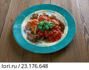 grilled meat with chili sauce. Стоковое фото, фотограф Александр Fanfo / Фотобанк Лори