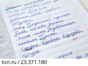 Тетрадь русскому языку с написанными словами и пометками учителя. Стоковое фото, фотограф Кекяляйнен Андрей / Фотобанк Лори
