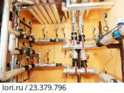gas heating system boiler room equipments. Стоковое фото, фотограф Дмитрий Калиновский / Фотобанк Лори