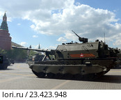 Репетиция парада в честь Дня Победы в Москве. 2С35 "Коалиция-СВ" - российская 152-мм самоходная гаубица бригадного звена (2016 год). Редакционное фото, фотограф Free Wind / Фотобанк Лори