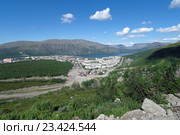 Кировск.  Вид на город с горы Айкуайвенчорр. (2016 год). Стоковое фото, фотограф Сергей Шустов / Фотобанк Лори