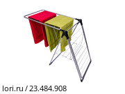 Collapsible clotheshorse isolated on the white background. Стоковое фото, фотограф Elnur / Фотобанк Лори