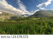 Алтай. Усть-Коксинский район. Горы и облака. Стоковое фото, фотограф Владимир Панкевич / Фотобанк Лори