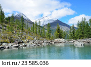 Россия, летние виды Большого Шавлинского озера на Алтае. Стоковое фото, фотограф Овчинникова Ирина / Фотобанк Лори