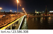 Ночная Москва. Большой Каменный мост (2016 год). Редакционное видео, видеограф Яна Королёва / Фотобанк Лори
