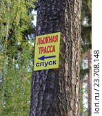 Указатель "Лыжная трасса. Спуск" Стоковое фото, фотограф Ирина Краснова / Фотобанк Лори