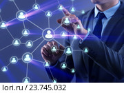 Handsome businessman in social networks concept. Стоковое фото, фотограф Elnur / Фотобанк Лори
