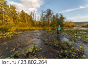 Ловля хариуса на горной речке Авзян. Башкортостан. Стоковое фото, фотограф Акиньшин Владимир / Фотобанк Лори