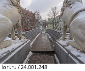 Санкт-Петербург зимой. Львиный мост (2016 год). Стоковое фото, фотограф Горшков Игорь / Фотобанк Лори