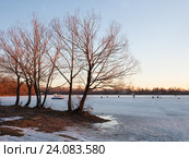 Солнечное утро на Белом озере. Март, весна, рассвет. Стоковое фото, фотограф Наталья Николаева / Фотобанк Лори
