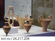 Минойская керамика. Археологический музей, Ираклион. Крит, Греция (2016 год). Стоковое фото, фотограф Алексей Сварцов / Фотобанк Лори