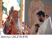 Литургия в Никольском храме села Бужаниново (2016 год). Редакционное фото, фотограф Дмитрий Неумоин / Фотобанк Лори