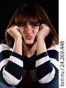 Unhappy young girl. Стоковое фото, фотограф Art Konovalov / Фотобанк Лори