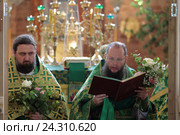 Игумен Николо-Берлюковского монастыря Евмений (Лагутин) в Троицком соборе Николо-Берлюковской пустыни (2016 год). Редакционное фото, фотограф Дмитрий Неумоин / Фотобанк Лори