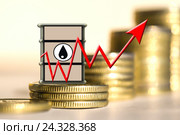 Бочка для нефти и процент на фоне денег. Стоковое фото, фотограф Сергеев Валерий / Фотобанк Лори
