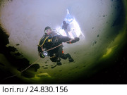 Ice diving in Russian Arctic (2009 год). Редакционное фото, фотограф Некрасов Андрей / Фотобанк Лори