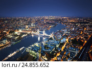 London aerial view with Tower Bridge, UK (2014 год). Стоковое фото, фотограф Iakov Kalinin / Фотобанк Лори