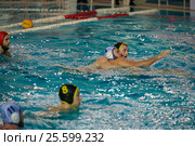Матч Чемпионата России по водному поло Динамо-Москва (белый) - Штурм-2002 (черный) (2016 год). Редакционное фото, фотограф Pukhov K / Фотобанк Лори