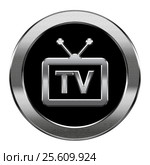 TV icon silver, isolated on white background. Стоковая иллюстрация, иллюстратор Андрей Зык / Фотобанк Лори