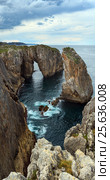 Bay of Biscay rocky coast, Spain. Стоковое фото, фотограф Юрий Брыкайло / Фотобанк Лори