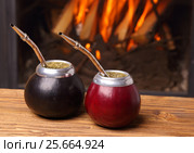 Hot mate in calabashes. Стоковое фото, фотограф Феликс Хромых / Фотобанк Лори