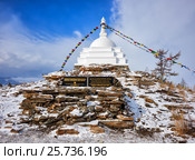 Ступа Просветления на острове Огой. Иркутская область. Озеро Байкал. Стоковое фото, фотограф Виктор Никитин / Фотобанк Лори