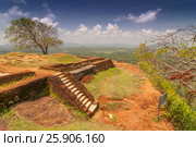 Garden On the top Sigiriya Rock Fortress, 5th Century Ruined Castle That Is Unesco Listed As A World Heritage Site In Sri Lanka. Стоковое фото, агентство BE&W Photo / Фотобанк Лори