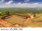 Garden On the top Sigiriya Rock Fortress, 5th Century Ruined Castle That Is Unesco Listed As A World Heritage Site In Sri Lanka. Стоковое фото, агентство BE&W Photo / Фотобанк Лори