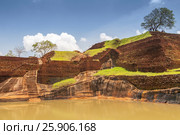 Garden On the top Sigiriya Rock Fortress, 5th Century Ruined Castle That Is Unesco Listed As A World Heritage Site In Sri Lanka. Стоковое фото, агентство BE&W Photo / Фотобанк Лори