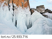 Россия, Сибирь, красивая наледь на камнях на берегу мыса Хобой. Стоковое фото, фотограф Овчинникова Ирина / Фотобанк Лори