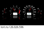 Glowing car dashboards in black and red colors. Стоковая иллюстрация, иллюстратор Евгений Ткачёв / Фотобанк Лори