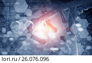 Nanotechnologies and DNA molecule research. Стоковая иллюстрация, иллюстратор Sergey Nivens / Фотобанк Лори