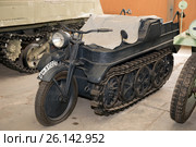 Легкий полугусеничный транспортер HK-101 (Sd.Kfz.2) вооруженных сил нацистской Германии в Центральном музее бронетанкового вооружения и техники, Кубинка (2015 год). Редакционное фото, фотограф Pukhov K / Фотобанк Лори