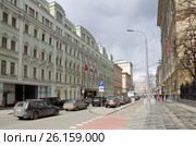 Москва. Вид на Неглинную улицу и отель "Петр I". Бывший доходный дом П.А.Молчанова-А.А.Коломейцева (2017 год). Редакционное фото, фотограф Елена Коромыслова / Фотобанк Лори