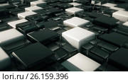 Movement of cubes. Futuristic background with black, white and glass cubes. Cubes with reflection. Стоковое видео, видеограф Роман Будников / Фотобанк Лори