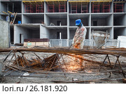 Газовая резка арматуры (2016 год). Редакционное фото, фотограф Евгений Леонов / Фотобанк Лори