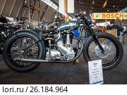 STUTTGART, GERMANY - MARCH 03, 2017: Motorcycle BSA B31, 1946. Europe's greatest classic car exhibition "RETRO CLASSICS" Редакционное фото, фотограф Sergey Kohl / Фотобанк Лори