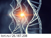 Nanotechnologies and DNA molecule research. Стоковая иллюстрация, иллюстратор Sergey Nivens / Фотобанк Лори
